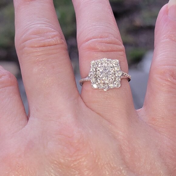 White Diamond Ring, (Size 6 & 1ctw) & White Diamond Earring 1.5ctw Set - Picture 5 of 10